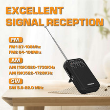 D220 Shortwave Radio Black FM